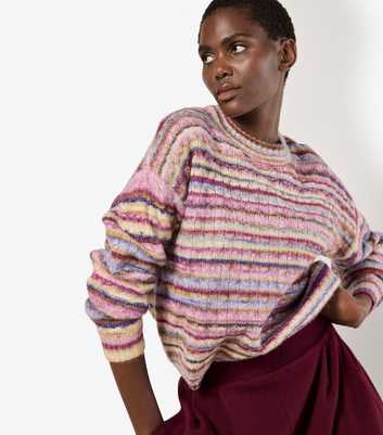 Apricot Multicoloured Striped Cable Knit Jumper