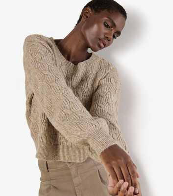 Apricot Stone Cable Knit Jumper 