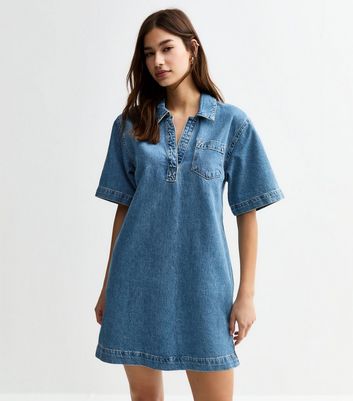 Asos Design Denim Tunic Dress New Look New Look Denim Sleeveless Shirt Mini  Dress ASOS