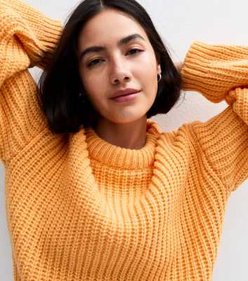 Sunshine Soul Light Orange Crew Neck Chunky Knit Jumper