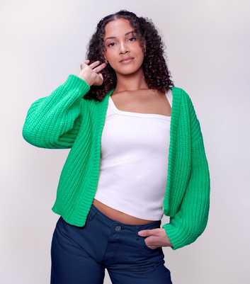 Sunshine Soul Bright Green Ribbed Knit Cardigan