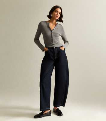 Navy Balloon Leg Denim Jeans
