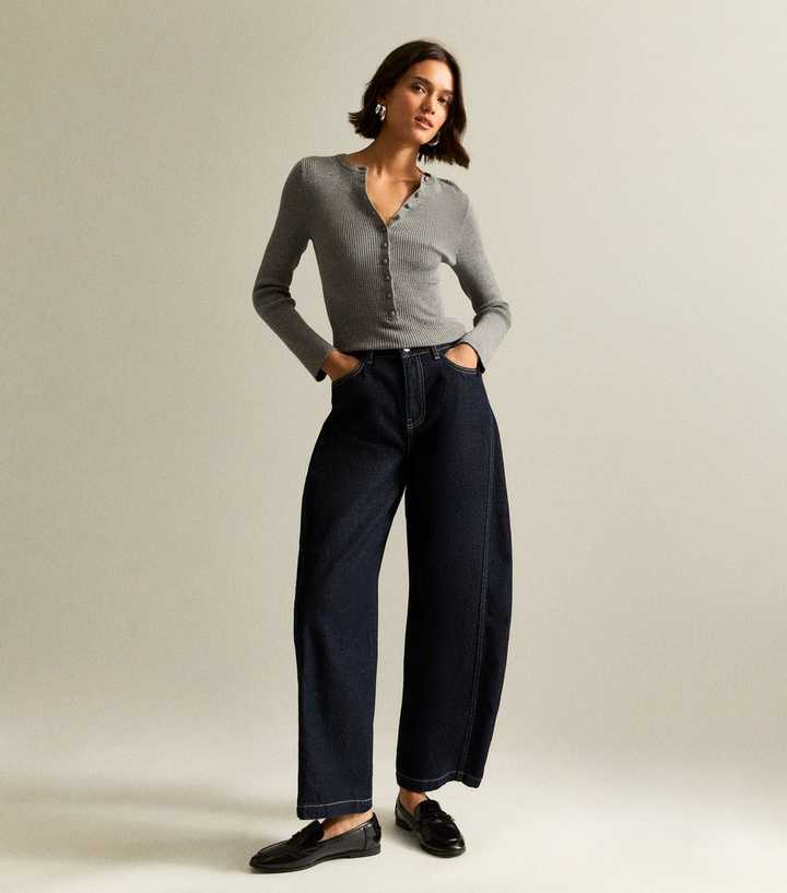Navy Balloon Leg Denim Jeans