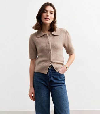 トップス Time is on NEW MIX COLLARED CARDIGAN トップス Time is on NEW MIX COLLARED CARDIGAN mink-button-up-short