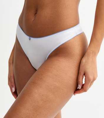 White Contrast Trim Micro Thong