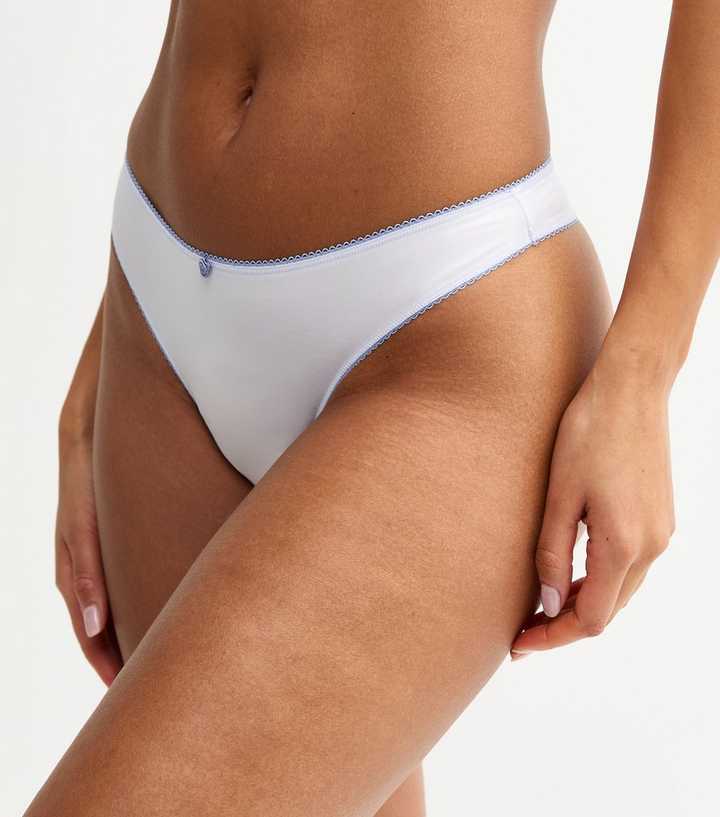 White Contrast Trim Micro Thong