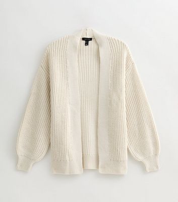 Cream Chunky Knit Balloon Sleeve Cardigan