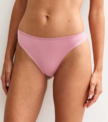 Pink Cotton Ruched Thong