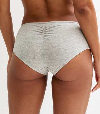 Grey Cotton Jersey Ruched Back Brief Shorts