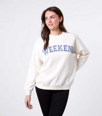 Blue Vanilla Off White Weekend Appliqued Sweatshirt