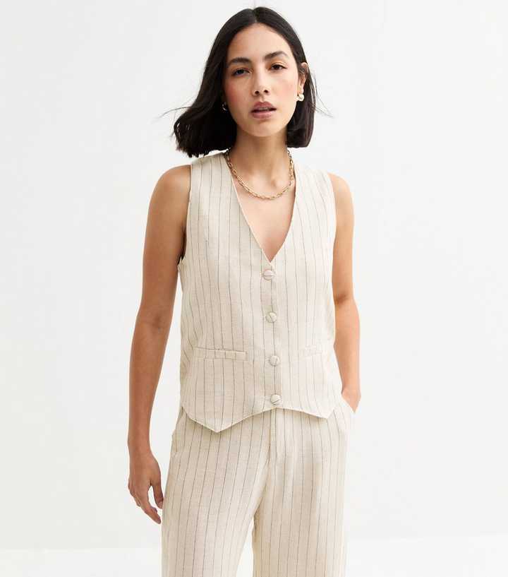 Blue Vanilla Cream Pinstripe Waistcoat