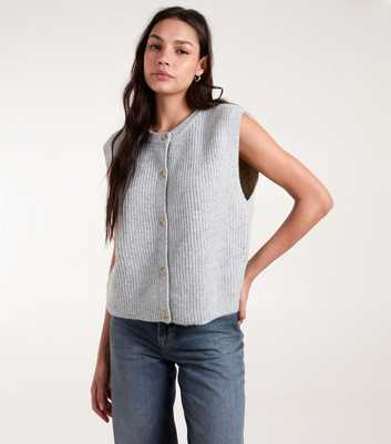 Blue Vanilla Grey Ribbed Knit Vest