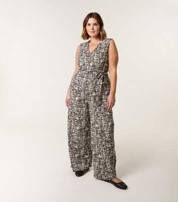 Blue Vanilla Curve Multicoloured Belted  Wrap Jumpsuit