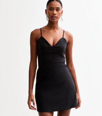 Black Strappy A-Line Mini Dress | New Look