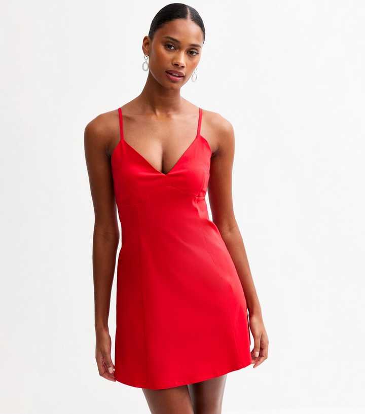 Red Strappy A-Line Mini Dress