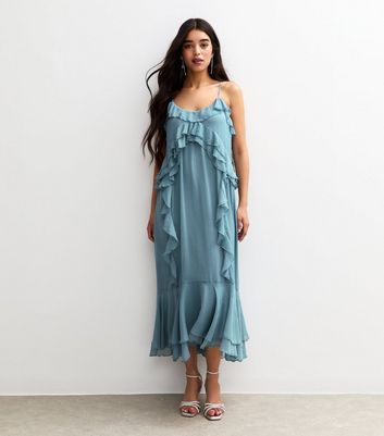 sachin and babi light blue dress Bon Bon Tiered Chiffon Mini Dress Blush– Selfie Leslie main image 1