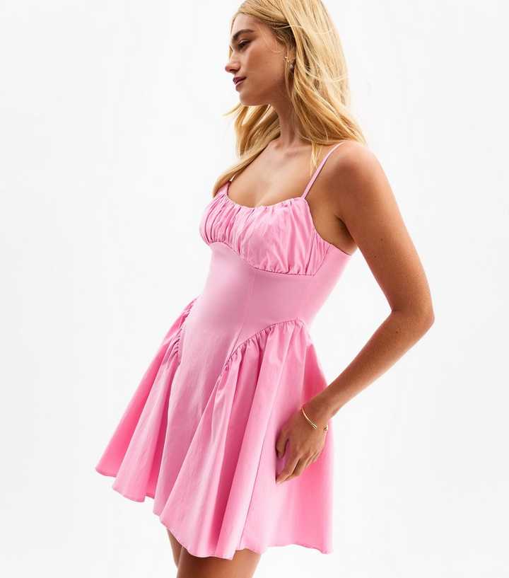Light Pink Ruched Bust Mini Dress