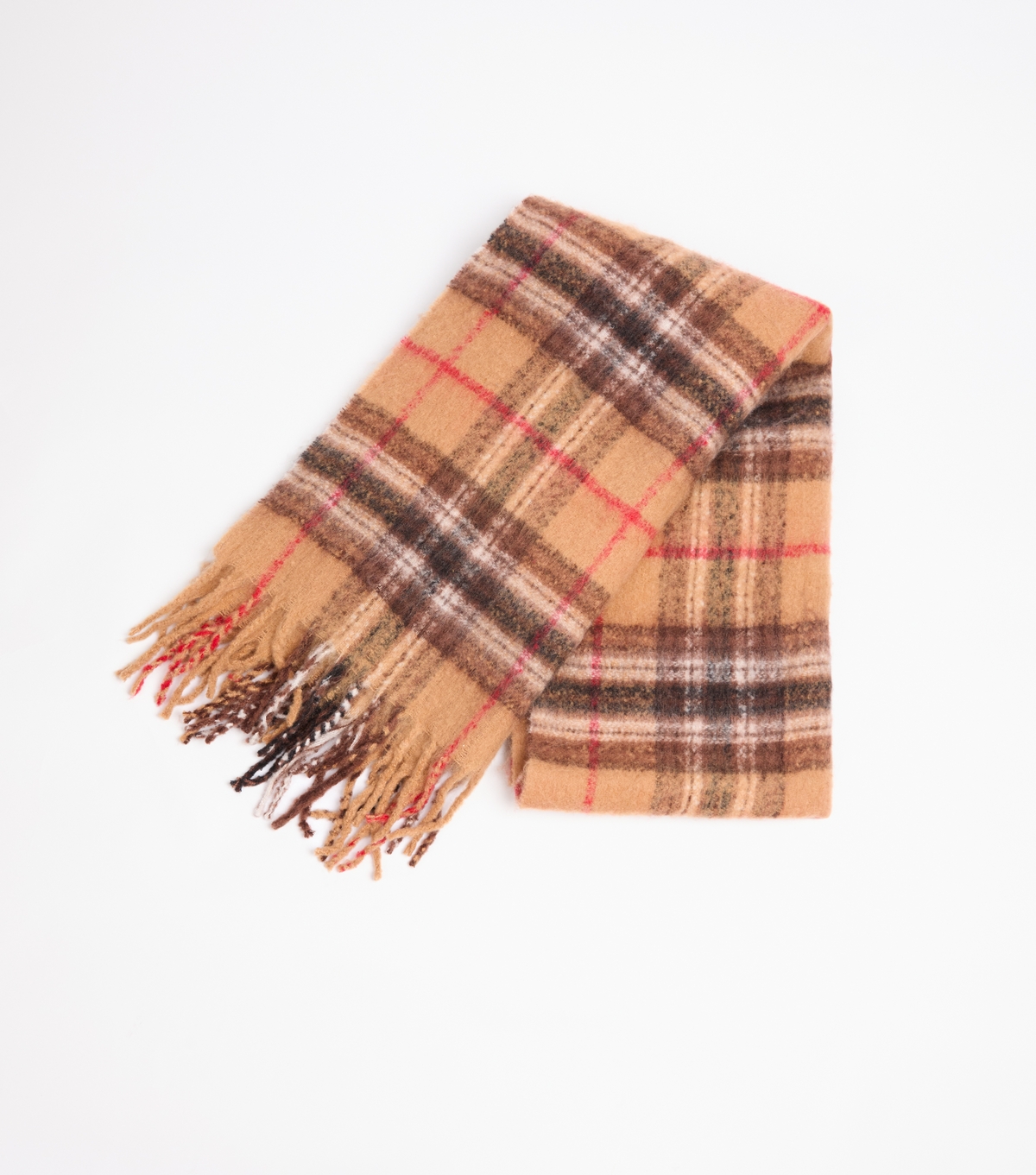 Brown Checked Scarf Blue Vanilla New Look