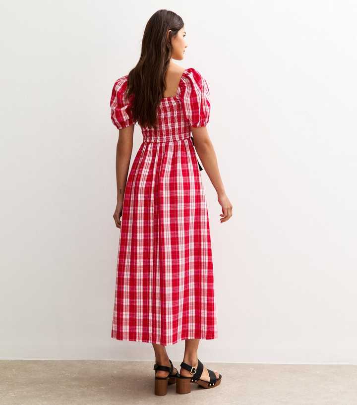 red checked dress new look Lillian Red Gingham Zip Up Short Dress | Women's Clothing