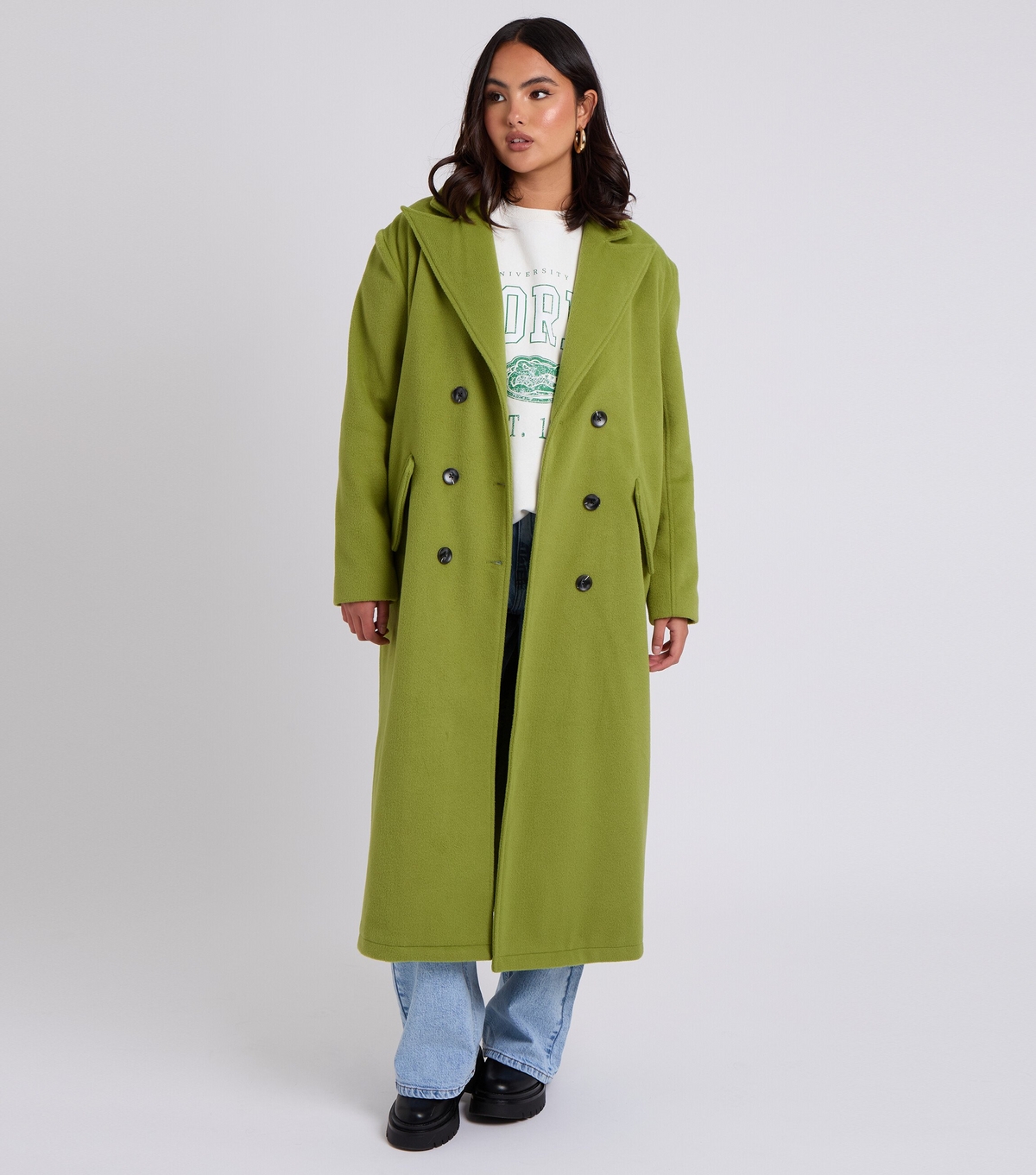 Women's Green Maxi Coat Urban Bliss New Look