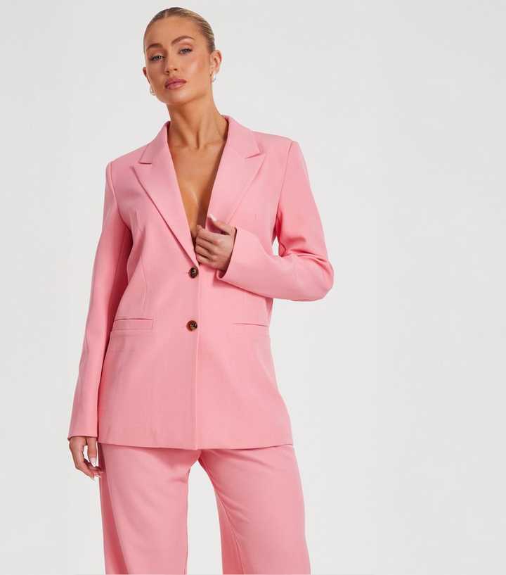 QUIZ Pink Single Breasted Blazer New Look