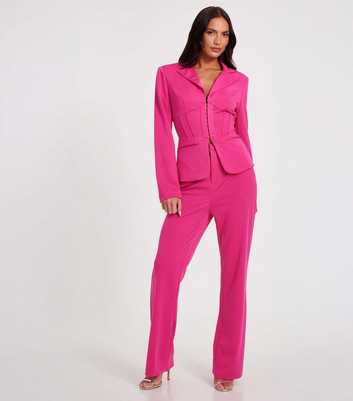 QUIZ Bright Pink Straight Leg Trousers