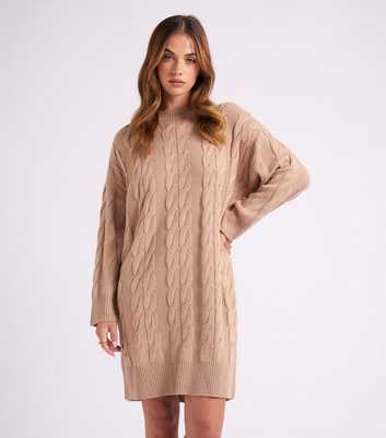 Urban Bliss Camel Cable Knit Mini Dress