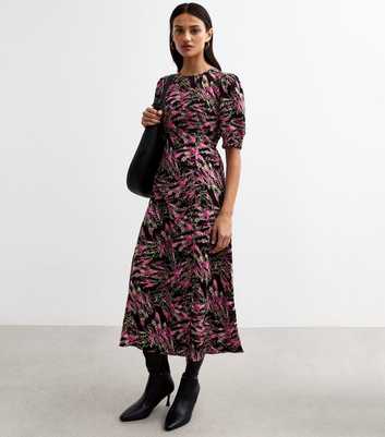 Cutie London Black Floral Print Midi Dress