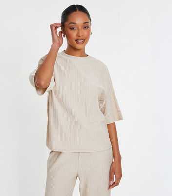 QUIZ Cream Textured Top