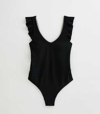Maternity Black Textured Jersey Blanket Stitch Swimsuit