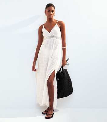 White Lace Insert Maxi Dress