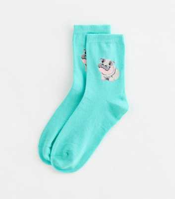 Turquoise Hippo Illustration Socks