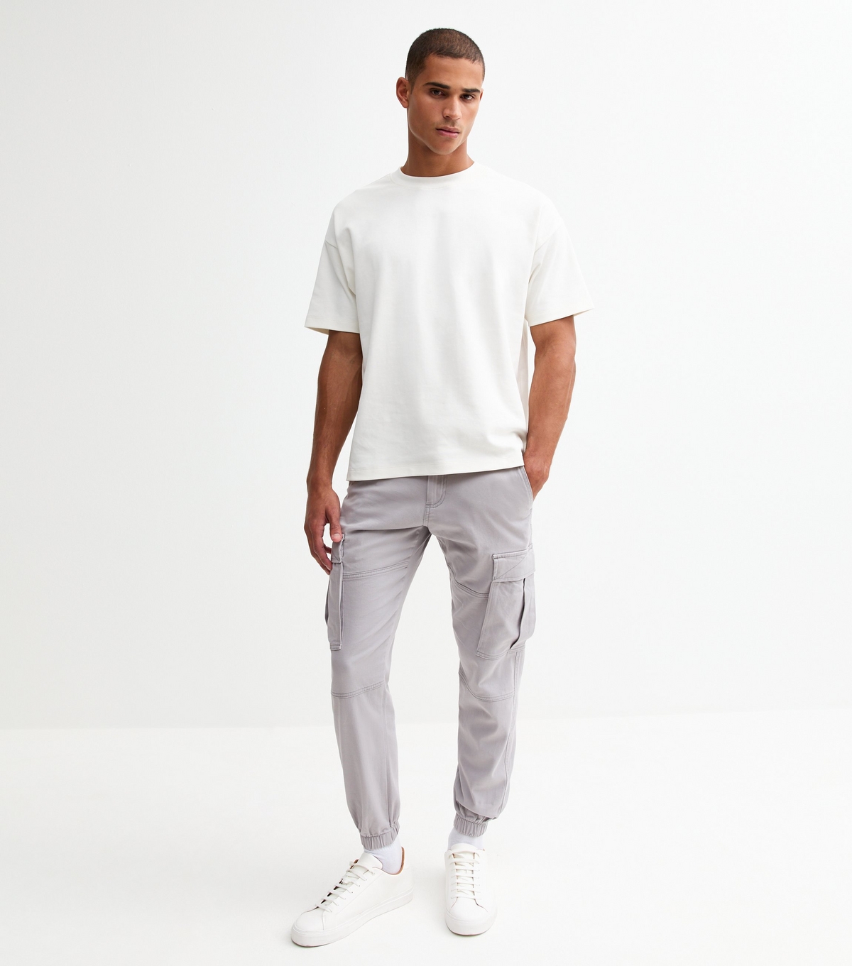 Men's Grey Cargo Pocket Cuffed Trousers Jack & Jones New Look
