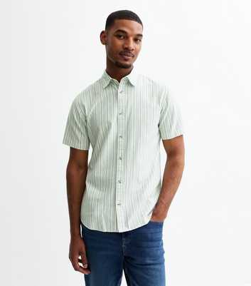 Jack & Jones Light Khaki Oxford Stripe Short Sleeve Shirt