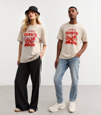 Only & Sons Unisex Off White Oasis Print T-Shirt | New Look