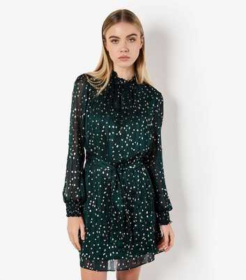 Apricot Green Foil Dot Mini Dress