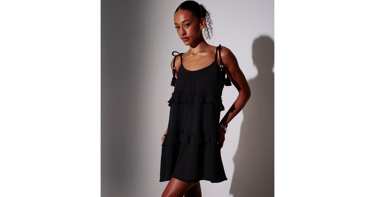 South Beach Black Tie Strap Mini Dress