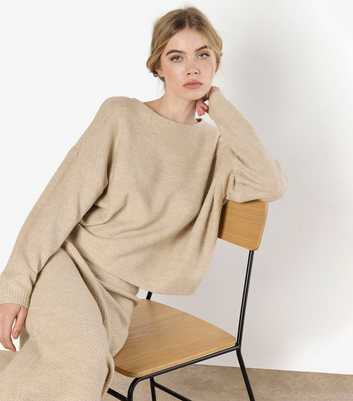 Apricot Stone Waffle Knit Batwing Jumper 