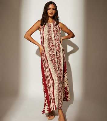 South Beach Brown Printed Halterneck Beach Dress