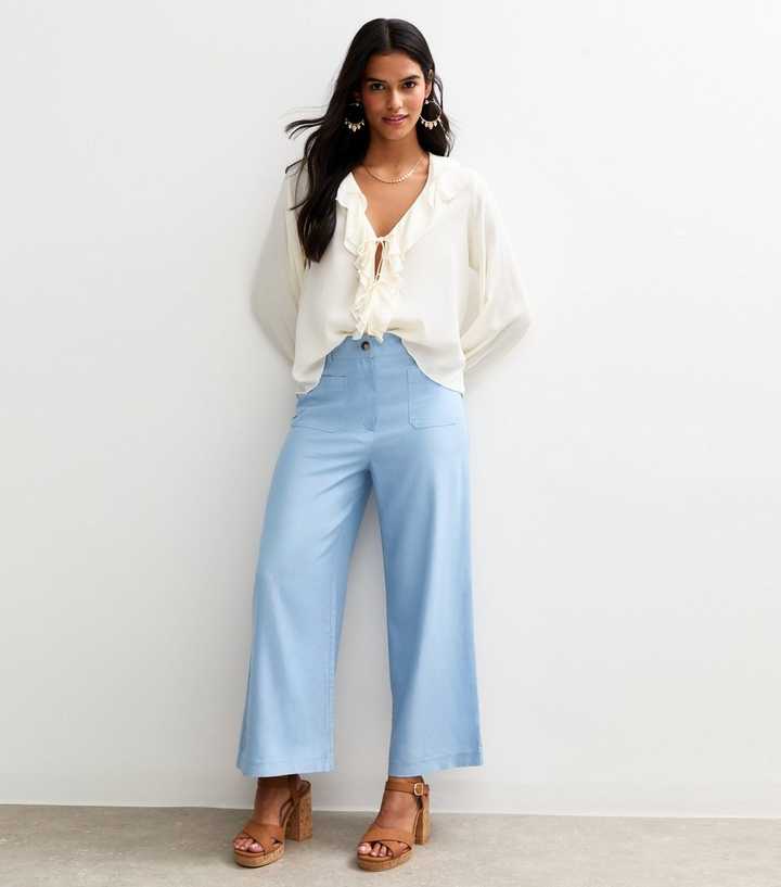 Blue Patch Pocket Culottes New Look