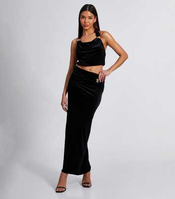 QUIZ Black Velvet Maxi Skirt 