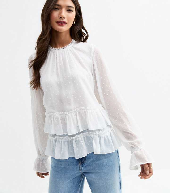 How To Wear White Chiffon Blouse Blusas Chemise Femme Chiffon White