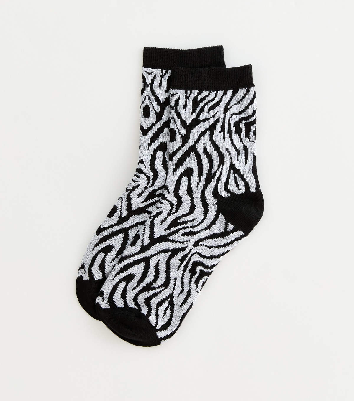 Black Zebra Print Ankle Socks New Look