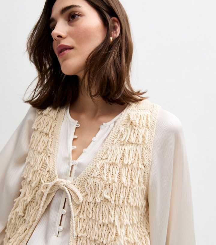 Cream Loopy Fringe Waistcoat
