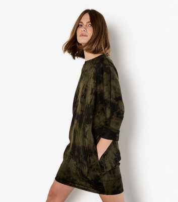 Apricot Olive Tie Dye Print Shift Dress