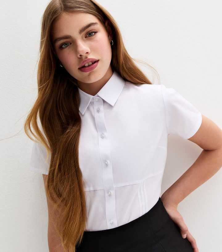 Girls White Pintuck Shirt