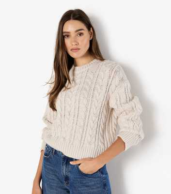 Apricot Cream Cable Knit Embellished Jumper