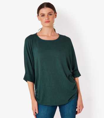 Apricot Dark Green Gather Detail Top