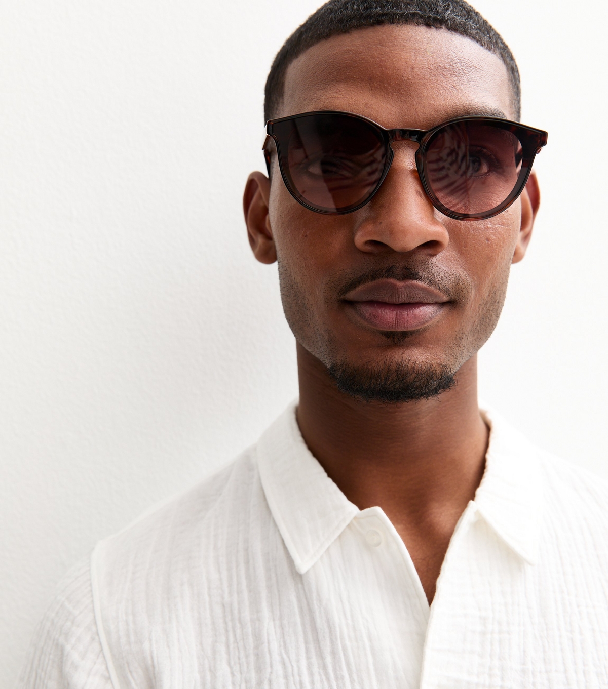 Men's Brown Tortoiseshell Acetate Round Sunglasses New Look