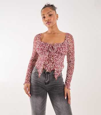 Pink Vanilla Red Floral Print Butterfly Top